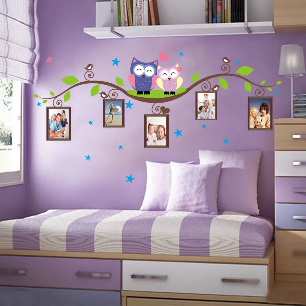 

Cute Owls Photo Frames Kids Room Decor Wall Sticker Removable Vinyl Decals Mural
