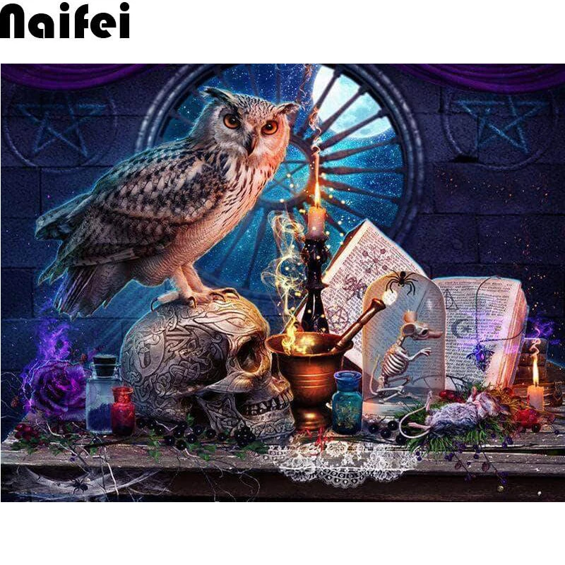 

diy Diamond Painting Magic book Home Decor Needlework Diamond Embroidery owl animal Icon Gift Handmade Rhinestones Pictures