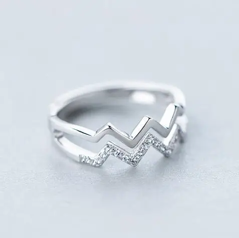 Simple Double Layer Wave Design Rings For Women Bijoux Fashion Open Jewelry Accessories