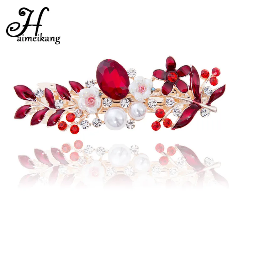 

Haimeikang 2019 Women Fashion Crystal Flower Shaped Hair Clip Hairpin Headwear Bridal Wedding Rhinestone Barrette Hair Jewelry