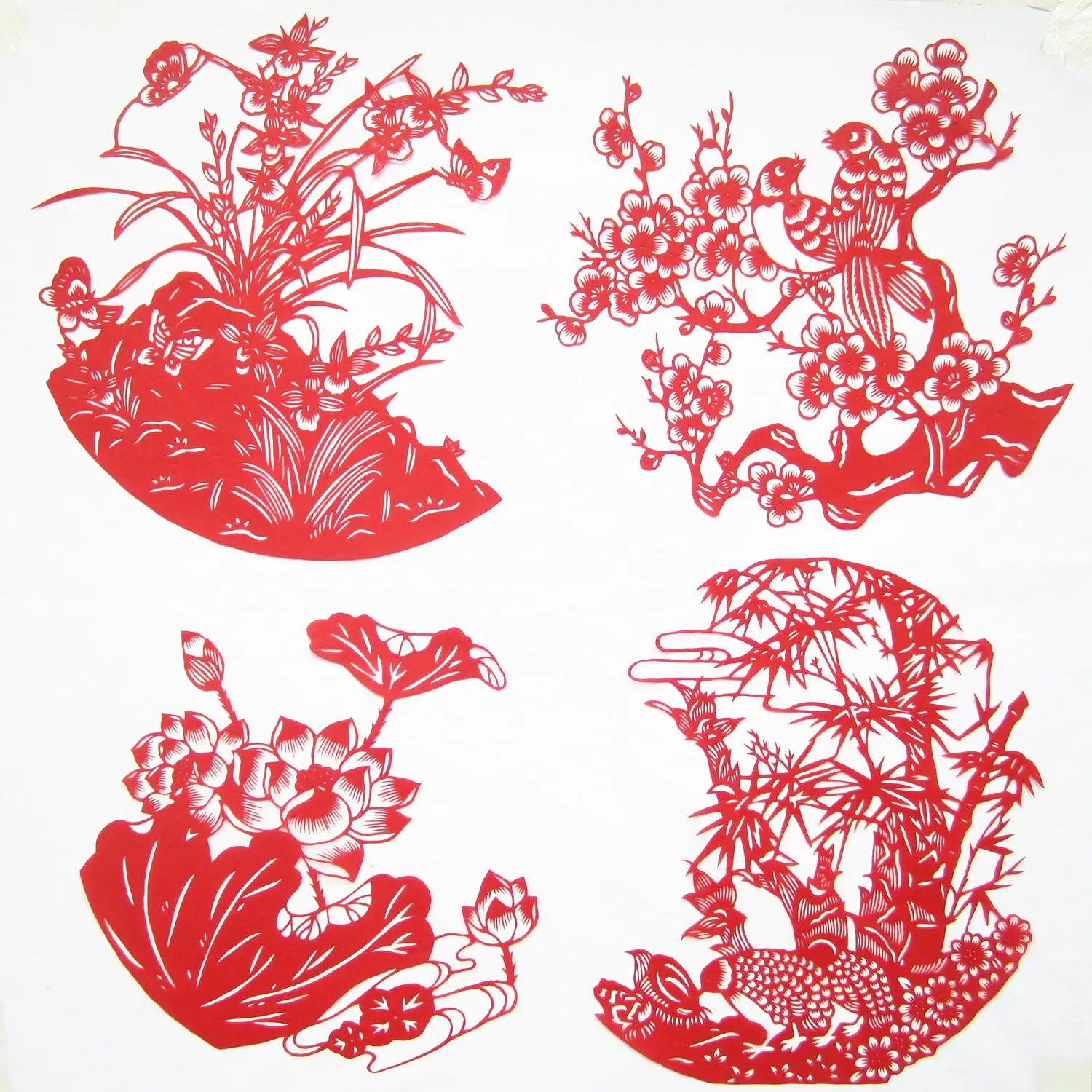 2014 chinese paper cut specialty handmade bamboo merlin chinese paper cutting flower
