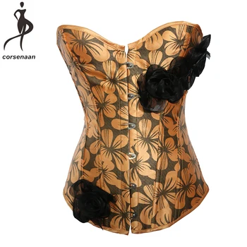 

Orange Women Sexy Lingerie Body Shapewear Top Lace Up Boned Corsets And Bustiers 825#