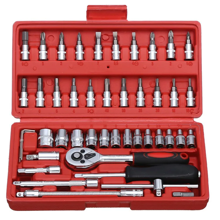 

Car Repair Tool 46pcs 1/4-Inch Socket Set Car Repair Tool Ratchet Torque Wrench Combo Tools Kit Auto Repairing Tool Set bit