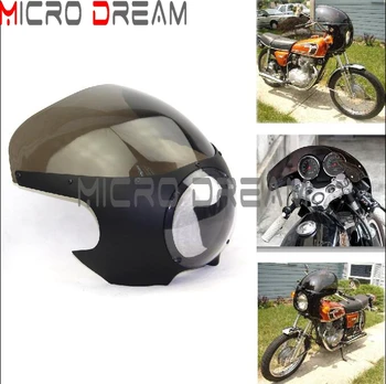 

Motorcycle 5 3/4" Headlight Fairing Windscreen w/ Clear Head Lights Mask Universal For BMW Honda Harley Cafe Racer Bobber
