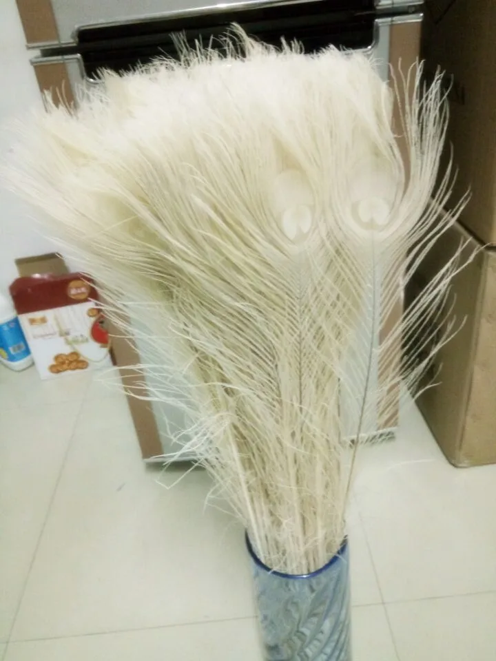 Высокого качества 20 штук Редкий Натуральный Белый пера павлина 80-90 см/32-36 дюймов Декоративные DIY