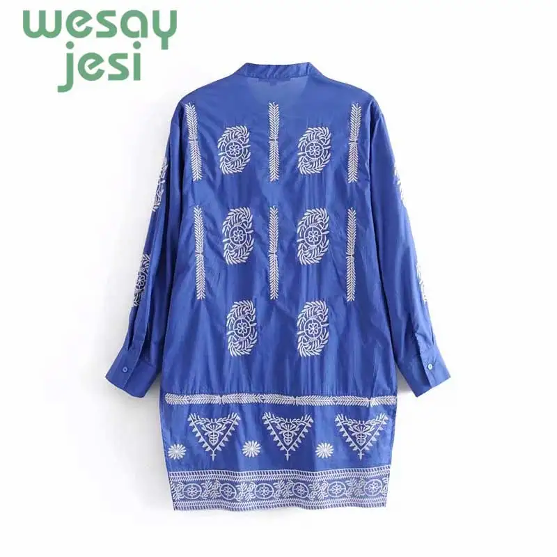 Casual Loose Women Shirts 2019 Autumn New Fashion Collar Plus Size Blouse Long Sleeve Buttons blue Shirt Women Tops Streetwear
