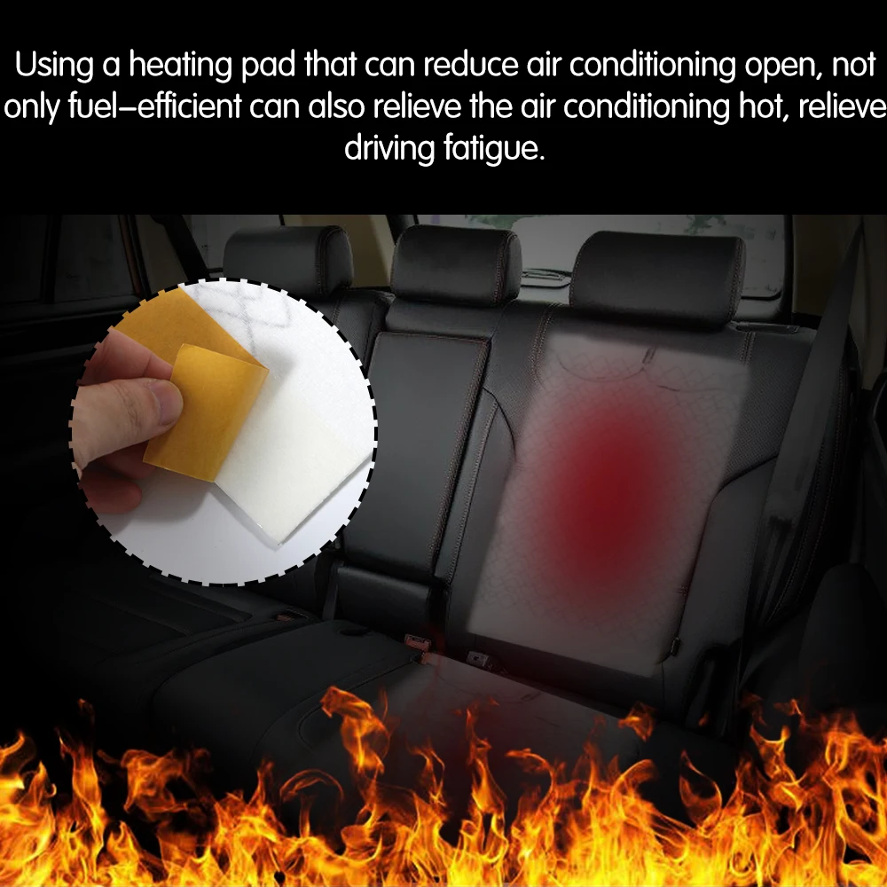 2pcs 12V Car Carbon Fiber Heater Seat Heating Pads Heater Element Winter Warmer Heated Car Seat Cushion Cover