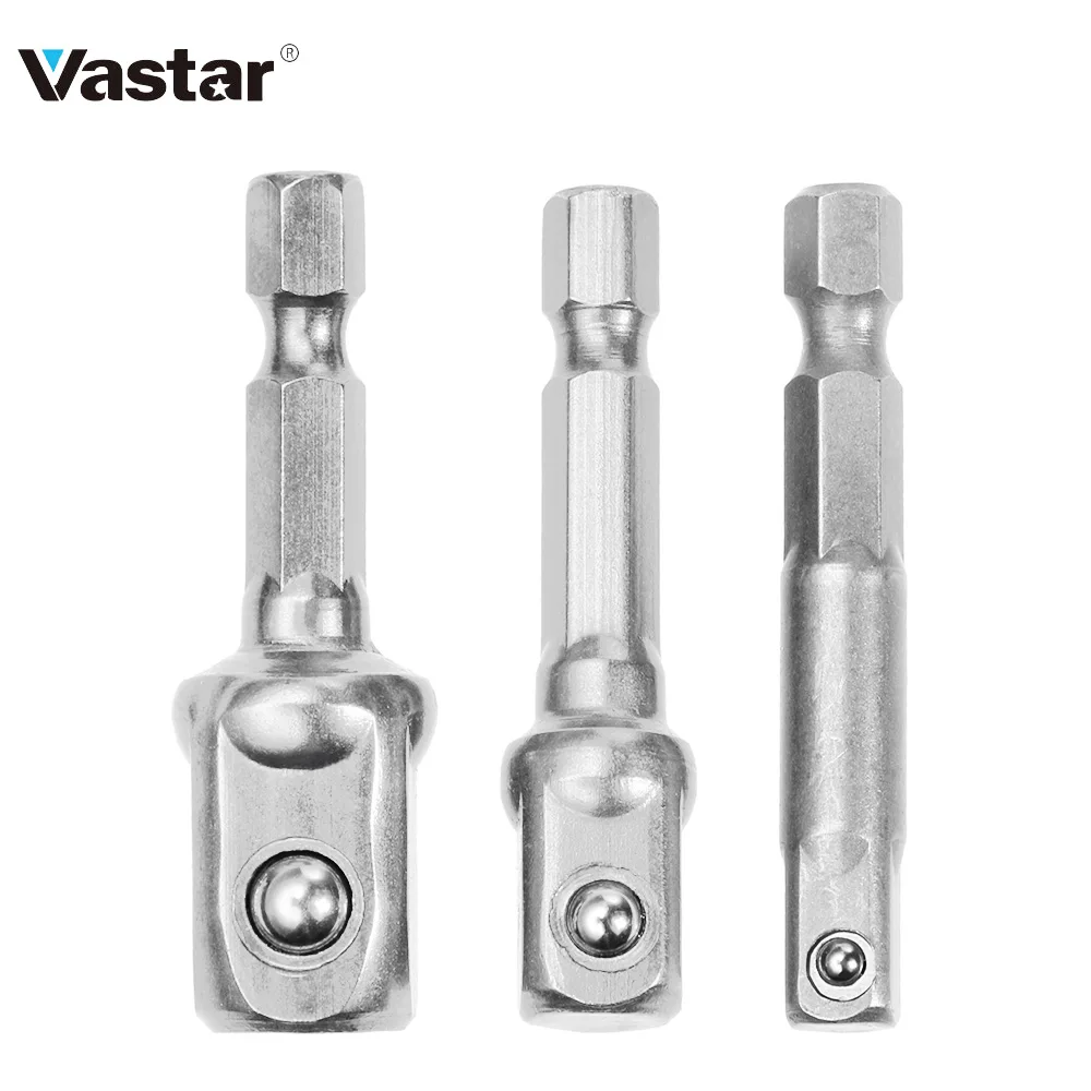 

Vastar Chrome Vanadium Steel Socket Adapter Hex Shank to 1/4" 3/8" 1/2" Extension Drill Bits Bar Hex Bit Set Power Tools