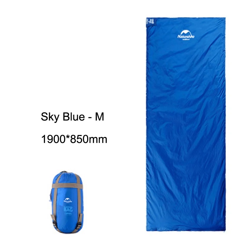 Naturehike конверт хлопковый спальный мешок для кемпинга спальный сезон: весна–лето теплую погоду удобная для взрослых Спальные мешки - Цвет: Sky Blue M