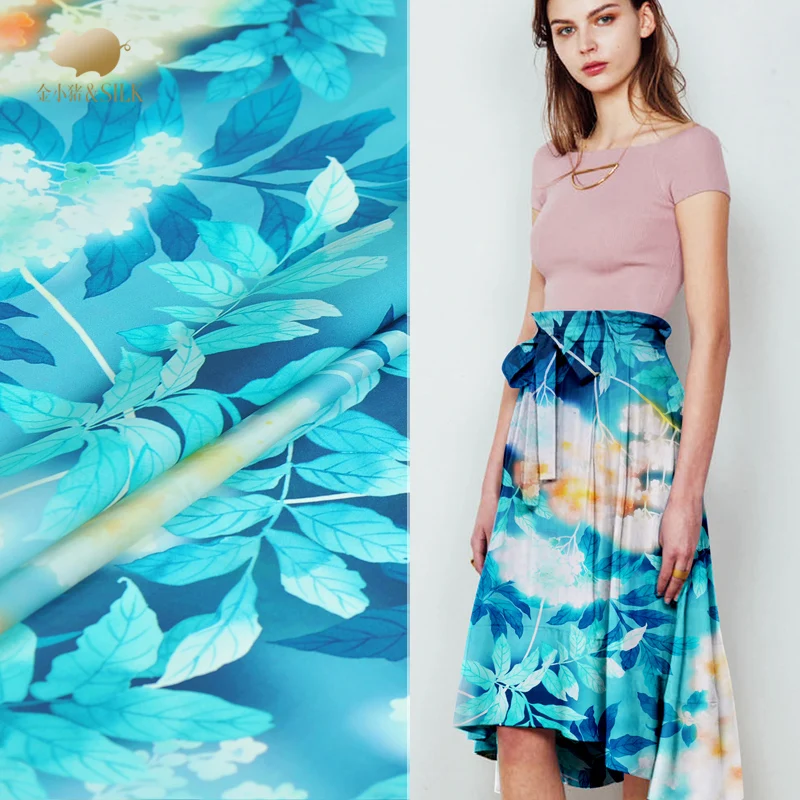 

112cm anti-wrinkle silk fabric stretch silk double Joe silk fabric soft digital inkjet fabric wholesale silk cloth