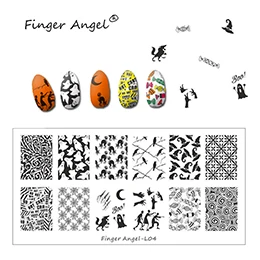 Finger Angel 1 шт. Хэллоуин дизайн пластины для штамповки ногтей штамп изображения Уникальный Забавный мультфильм череп 6*12 см DIY шаблон для ногтей - Цвет: L04