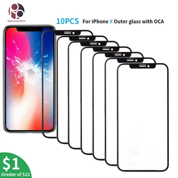 10CPSLot Original Quality Front Outer Glass with OCA for iPhone X XR XS Xs Max LCD Screen Touch Replacement Repair Parts