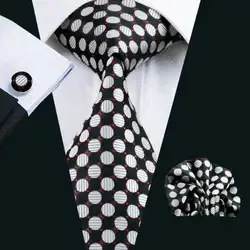 LS-626 2016 Для мужчин галстук 100% шелк горошек жаккардовые Классический галстук + платок + Запонки Набор для формальных свадебные Бизнес