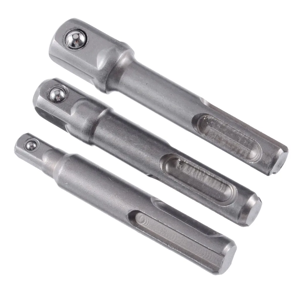 

3pcs 1/2'' 3/8'' 1/4'' Steel Socket Nut Driver Drill Bit Adaptor Socket Driver Set Sds Plus Hammer Drills for Drilling Tools