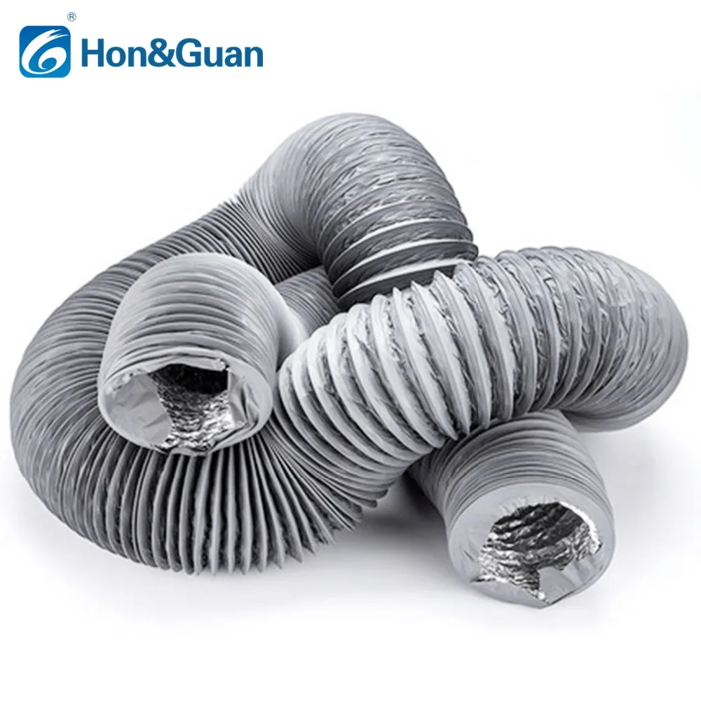 5m 4inch Flexible Aluminium Inline Duct Fan Ducting Hose with PVC Round