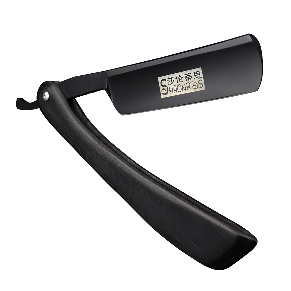 

Men's Folding Japanese Stainless Steel Razor Vintage Whisker Shaving Straight Razor Professional Barber Handle Ebony Shaving