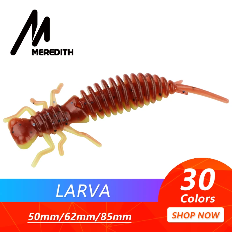 MEREDITH Larva мягкие приманки 50 мм 62 мм 85 мм Искусственные приманки рыболовный червь силиконовый бас Щука приманка джигггинг пластиковые приманк...
