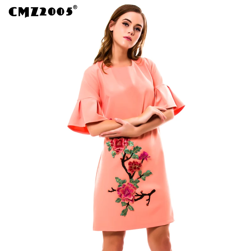 

Hot Sale New Women Chinese Style Fashion Autumn Print Knee-Length O- Neck Dresses with Butterfly Sleeve 71423