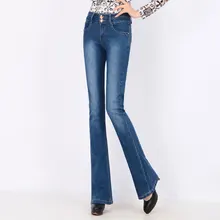 Elegant Spring High Waist Flare Jeans Pants Plus Size Stretch Skinny Jeans Women Wide Leg Slim Hip Denim Boot Cuts Long Trousers