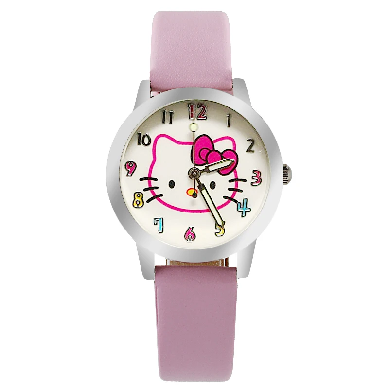 Рисунок Hello Kitty детские часы для девочек с героями мультфильмов малышей и кожаным