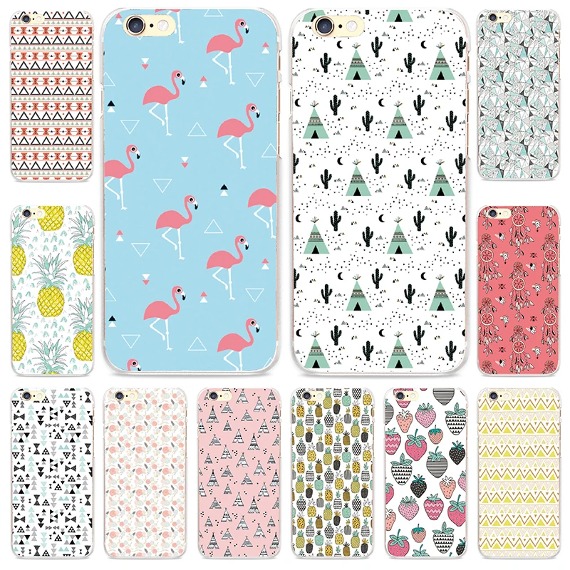

For iPhone 6 6S 7 Plus SE Transparent Phone Case 5 5S 4 4S Back Cover Lovely Flamingo Printed Capinha Floral Pattern Shell Capa