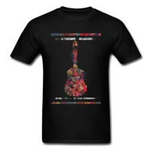Men's T-shirts Elegant T Shirt Guitar Flower Print High Street TShirt NEW YEAR DAY O-Neck Cotton Coupons Clothes Drop Shipping drop shoulder milk print high low t shirt