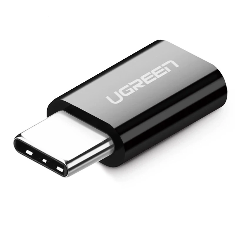 Ugreen micro usb к usb type c адаптер зарядный кабель конвертер для samsung s8 s9 huawei P30 xiaomi 9 Зарядное устройство usb c otg адаптер - Цвет: ABS Black