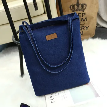 

New Fashion Demin Bag women's canvas handbag simple casual lovable denim Oblique Straddle Demin Shoulder Bag