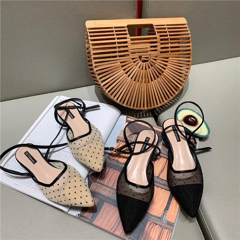 

Low Sandals Woman Leather 2019 Women's Suit Female Beige Lace Shoes Summer Heels Low-heeled Sale Heeled Flat Pointed With Denim