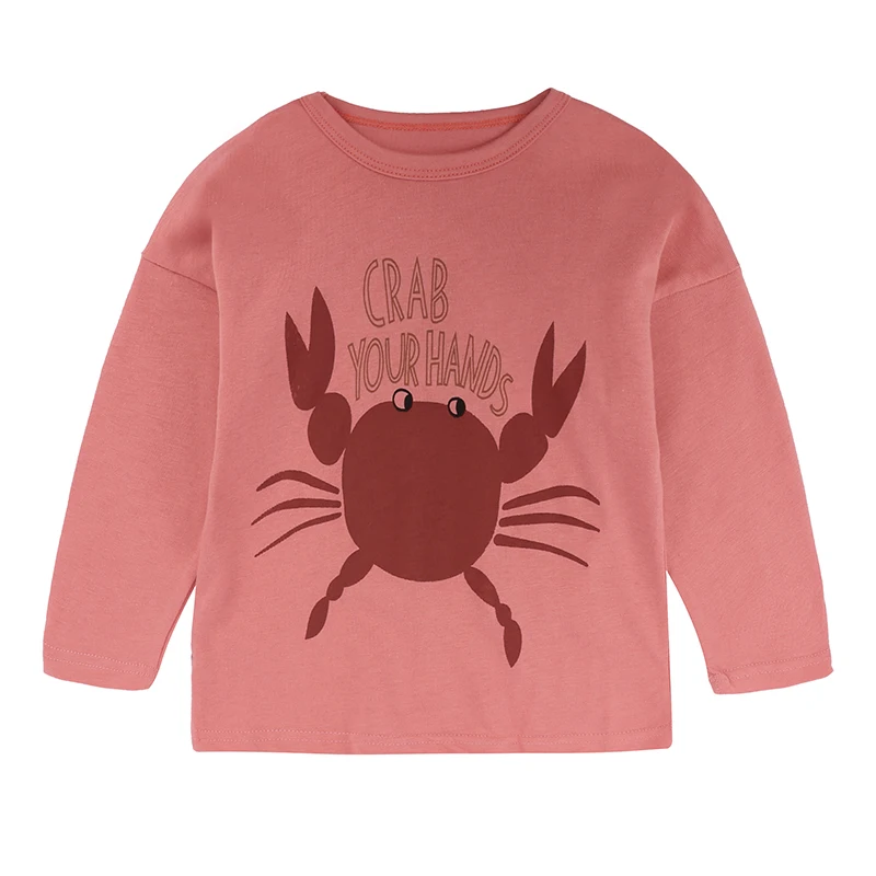 Детская футболка с морскими животными г. Осенние толстовки одежда с длинными рукавами для маленьких мальчиков Одежда для девочек спортивный топ TeesDBT046