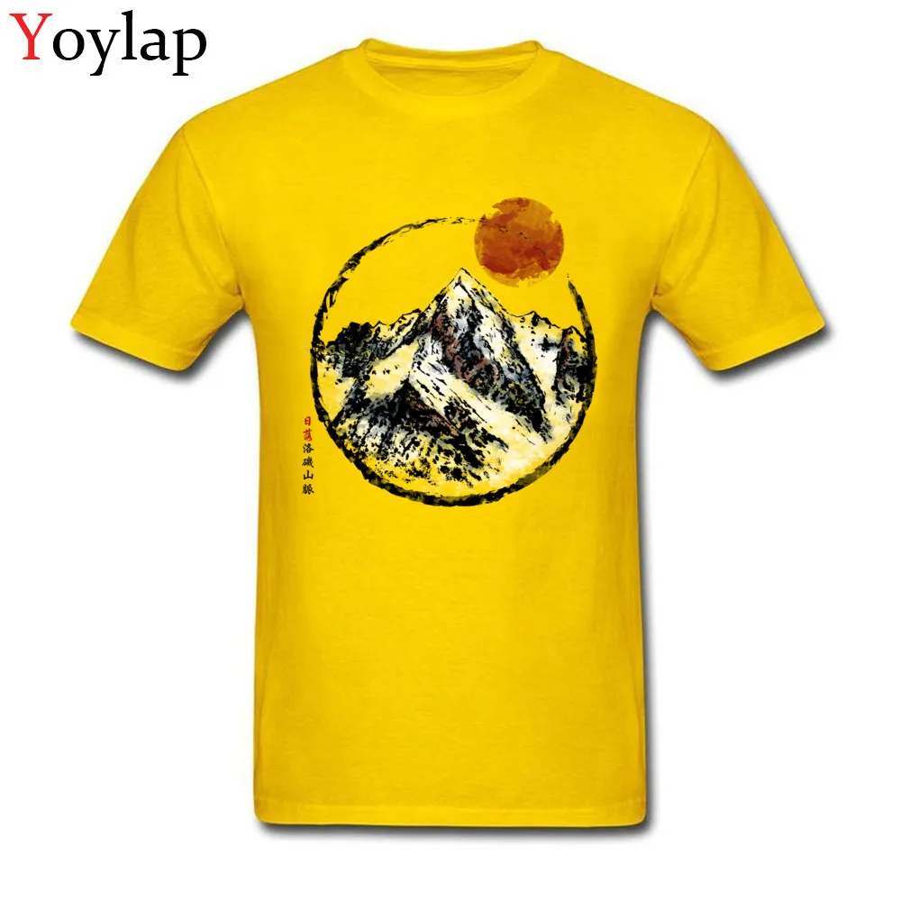 Mens T-shirts 2017 New Fashion Family Tops Shirt Summer Fall 100% Cotton O-Neck Classic Sunset in Rocky Mountain Sweatshirts yellow