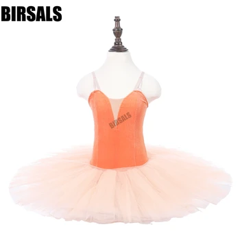

Orange velvet bodice ballet tutu dress junior pre-professional dance costumes stage ballet tutu skirts PPL18044C