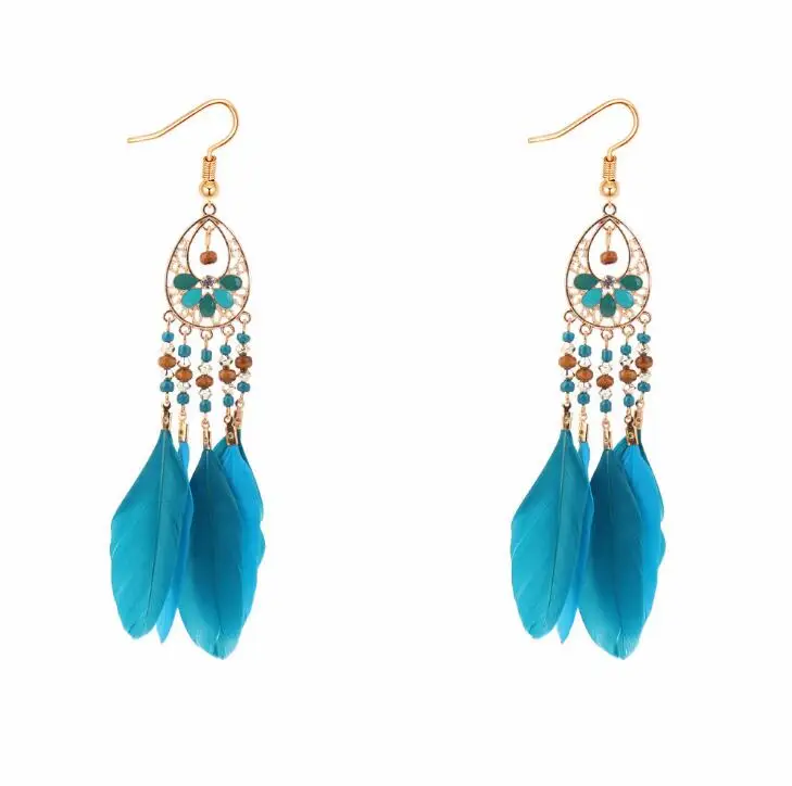 Poem snow Ya zhu feather fringed Earrings