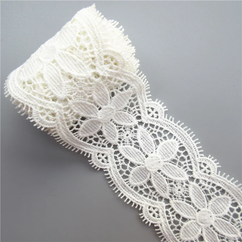 1 yard White Cotton Eyelash Flower Embroidered Lace Trim Ribbon Fabric Handmade DIY Sewing Supplies Craft Gift Decorative 6.7CM | Дом и сад