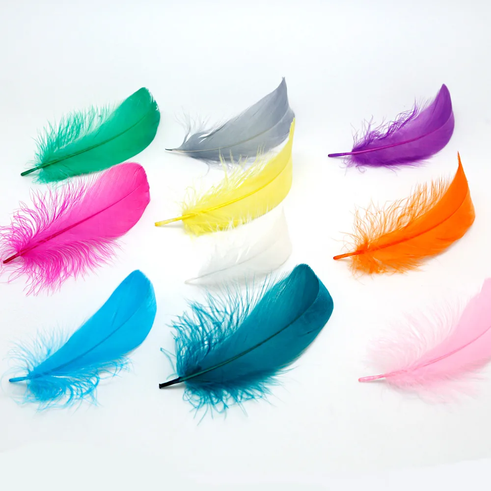 

High Quality 50Pcs/lot Natural Feathers 8-13cm Small Floating Goose Feather Colourful Feathers Plume For Decoration Plumes Craft