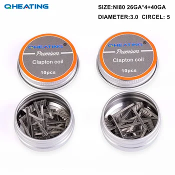 

2019 Qheating NI80 26GA*4+40GA coil prebuilt Coil electronic cigarette rda atomizer wick coil resistance clapton coil