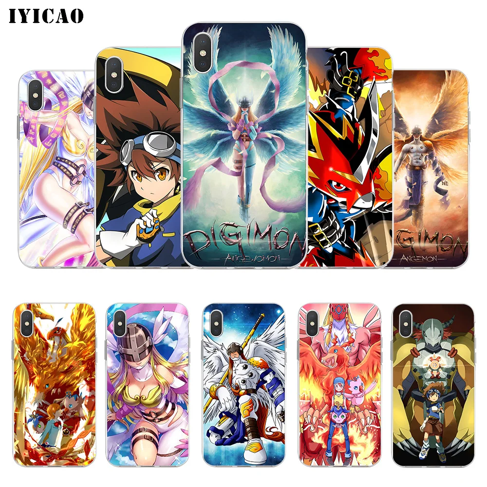 

IYICAO Digimon Evolution Soft Silicone Phone Case for iPhone X XR XS MAX 6 6s 7 8 Plus X 5 5S SE TPU Cover