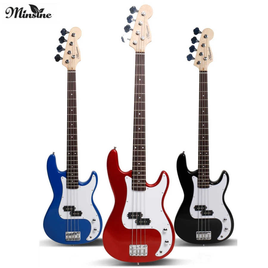 Minsine FD Electric Bass Guitar 4 Strings Active Pickups Metal Bass