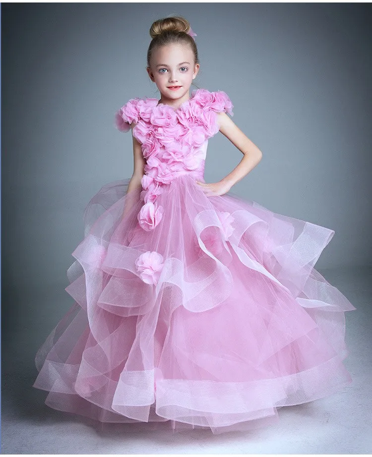 Пользовательские Дети младенческой Обувь для девочек лепестки цветка платье Элегантное детское платье подруги невесты Свадебные тюль