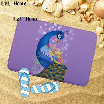

LzL Home 3D Bright-coloured Peacock Pattern Bathroom Carpet Welcome Floor Mats Animal Front Door Mats Anti Slip Tapete Banheiro