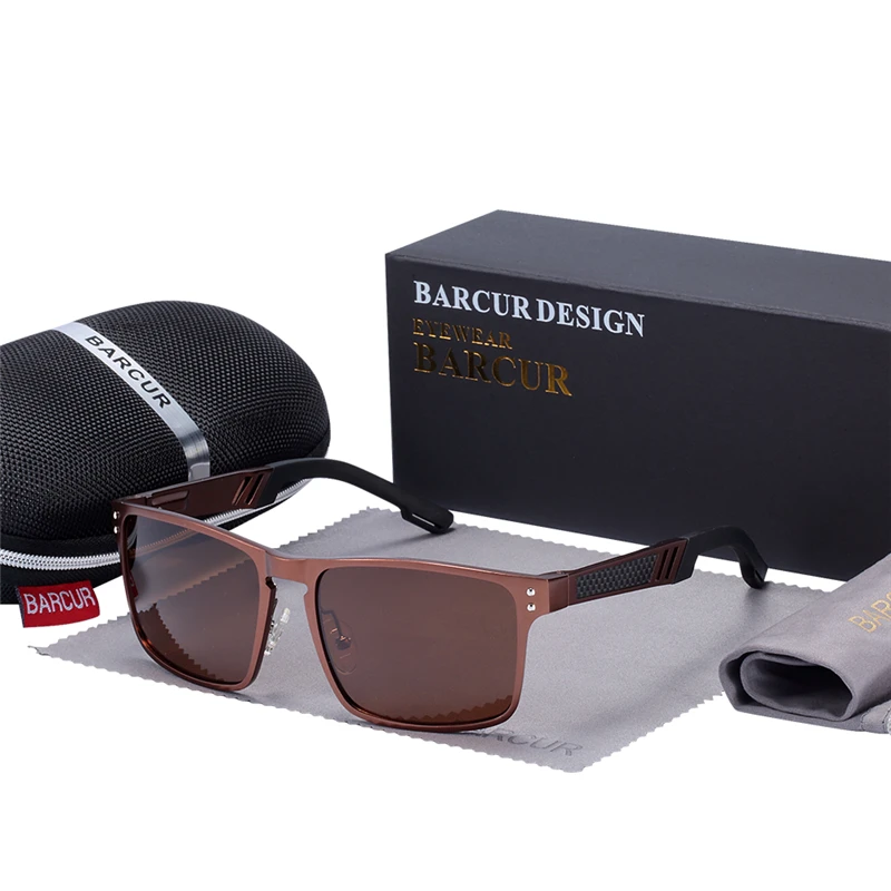 BARCUR Black Square Sunglasses Aluminium Magnesium BC8580