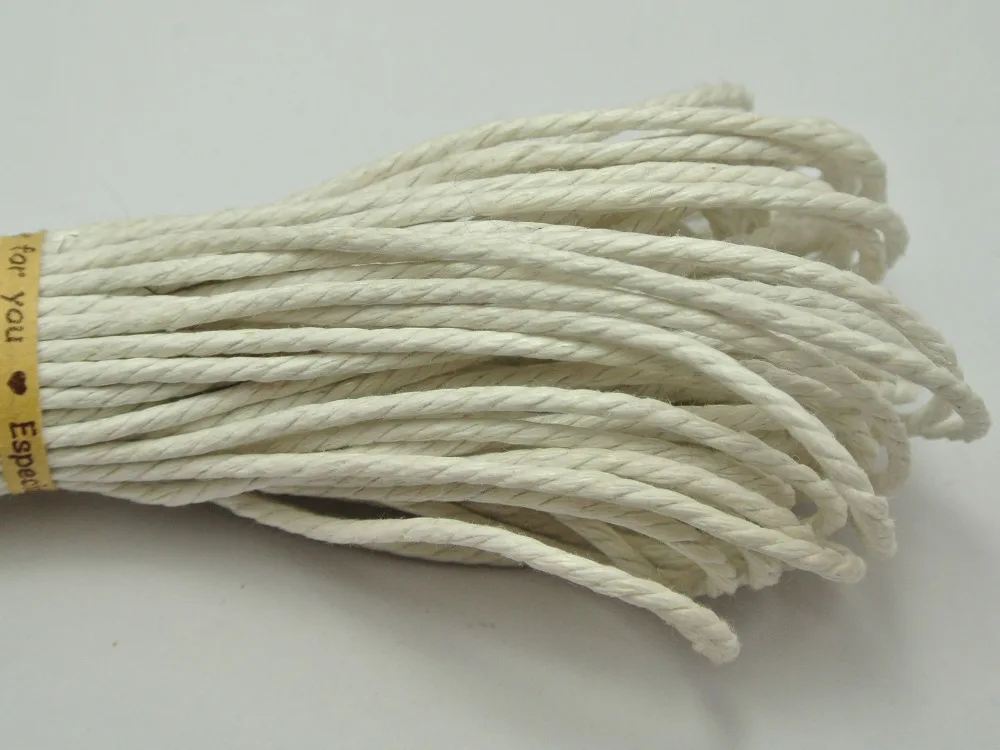

60 Meters White Twisted Waxed Cotton Cord String Thread Line 2mm