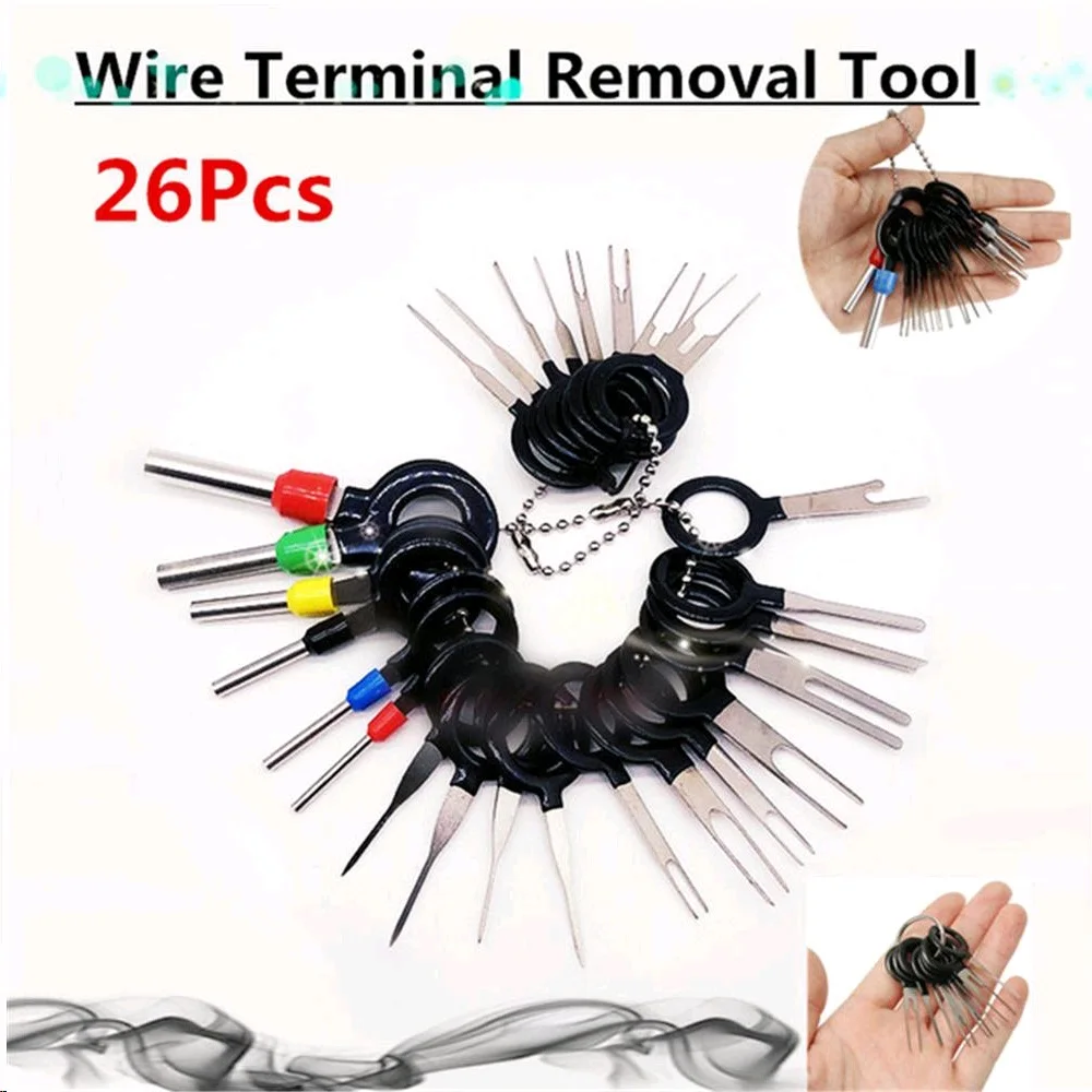 

26pcs Wire Terminal Removal Automotive Plug Terminal Remove Tool Key Pin Car Electrical Wire Crimp Connector Extractor Kit