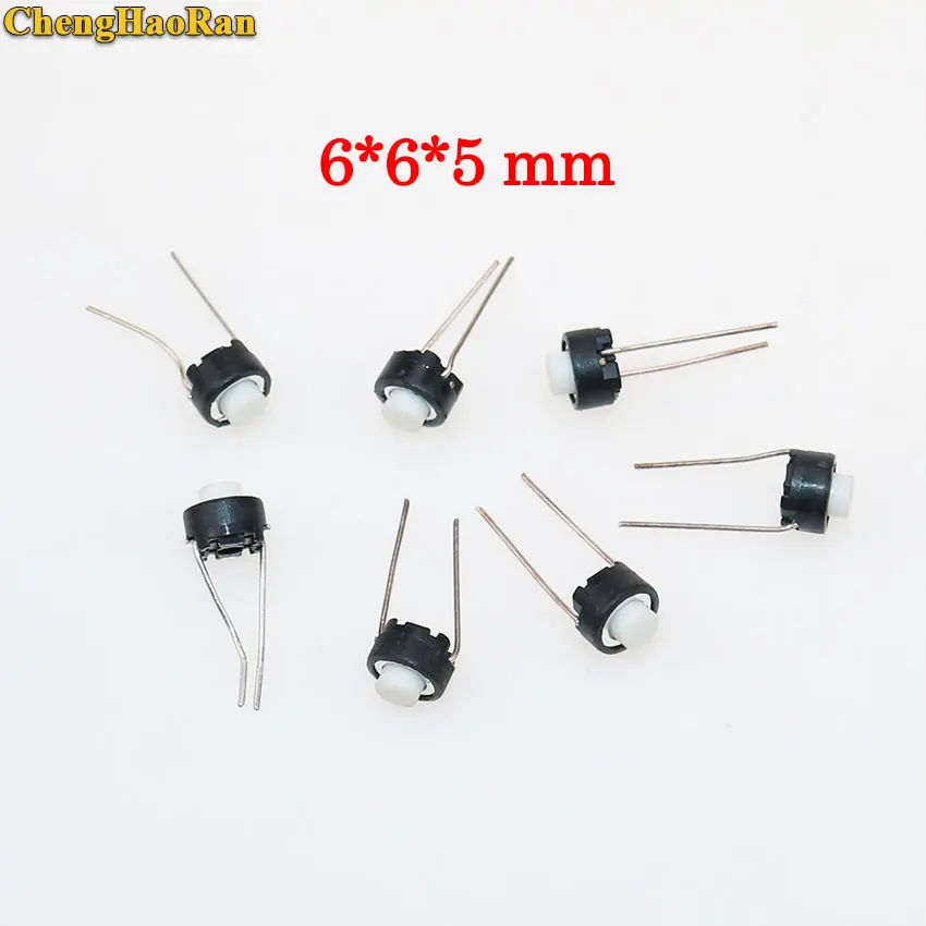 

ChengHaoRan 5-10pcs Touch switch button 6*6*5mm DIP 6X6X5 mm Tactile Tact Push Button Micro Switch Momentary for A-L-P-S white