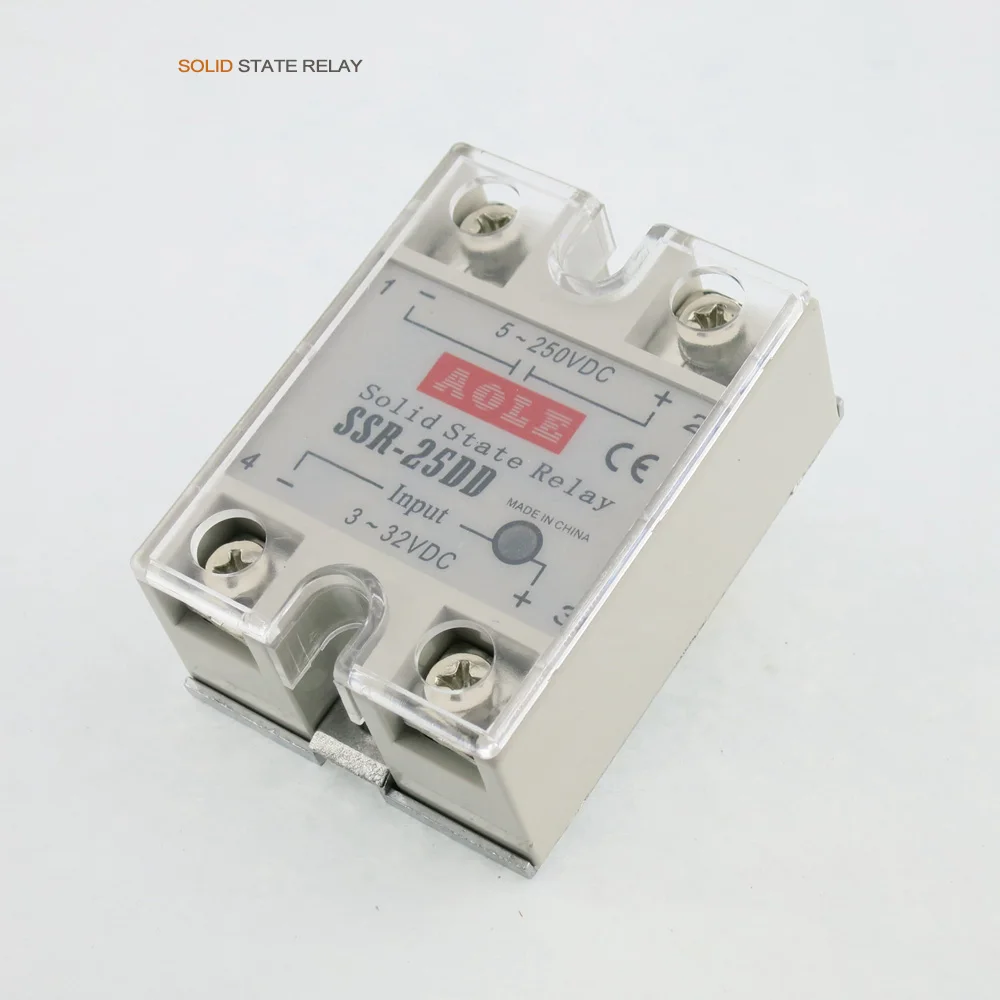 

Newest 1pcs Solid State Relay Module SSR-25DD 25A /60V 3-32VDC Input 5-250VDC Output FREE SHIPPING