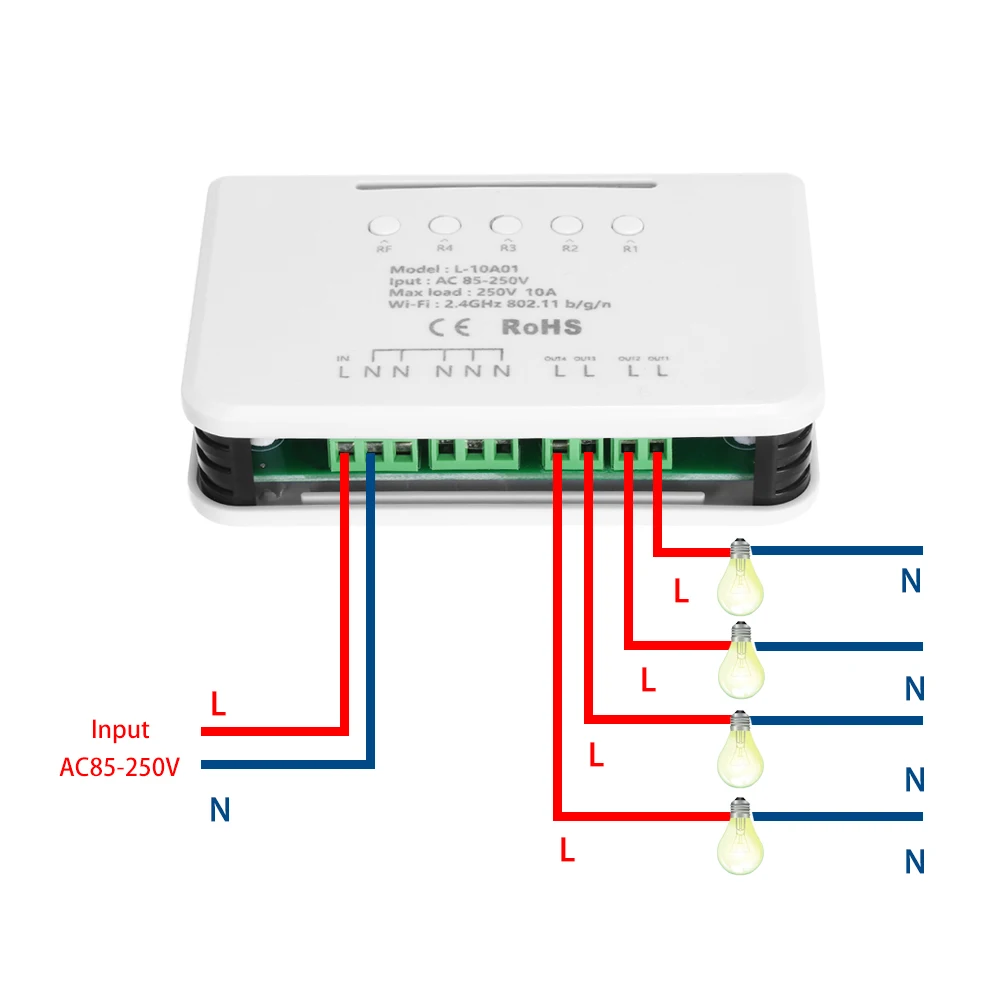 EWelink 4CH WiFi беспроводной умный переключатель 433 МГц переключатель совместим с Amazon Alexa для Google Home Голосовое управление для умного дома
