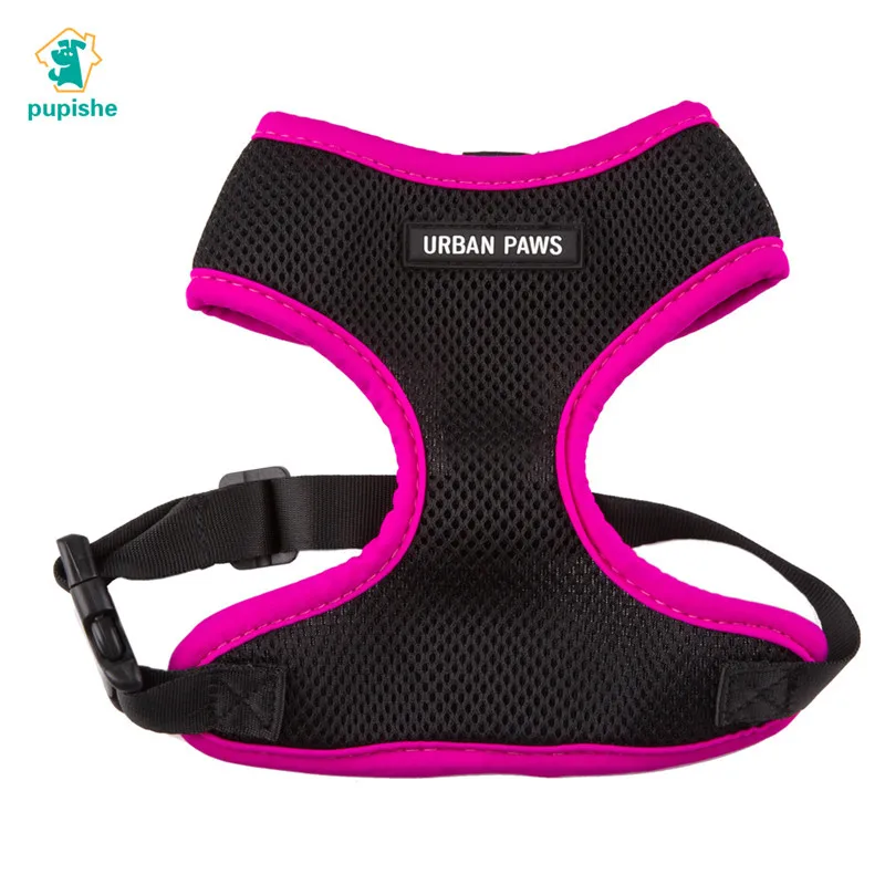 

PUPISHE Dog Harness Summer Breathable Mesh Pet Harness Nylon High Quality Fluorescent Color Binding Dog Harness Vest Adjustable