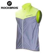 ROCKBROS бегущий светоотражающий жилет для спорта на открытом воздухе майки для безопасности Велоспорт без рукавов для езды на велосипеде жилет для мужчин и женщин светлые жилеты