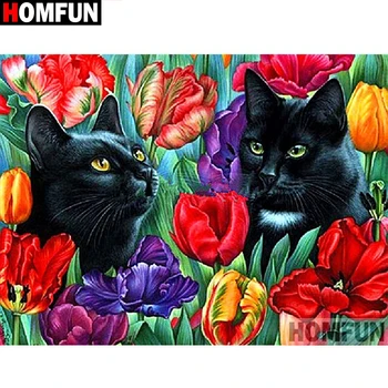

HOMFUN Full Square/Round Drill 5D DIY Diamond Painting "Flower cat" 3D Diamond Embroidery Cross Stitch Home Decor A19334