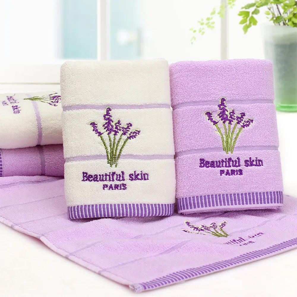 

Bath Towel Cotton Embroidery Lavender Aromatherapy Soft Bath Hand Face Towel Sheet Set 34 x 74cm New high quality bath towels